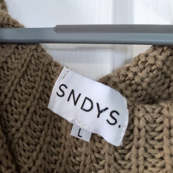 Sndys Chunky Oversized Cowl Neck Lounge Boho Olive Green Sweater L - Picture 6 of 9